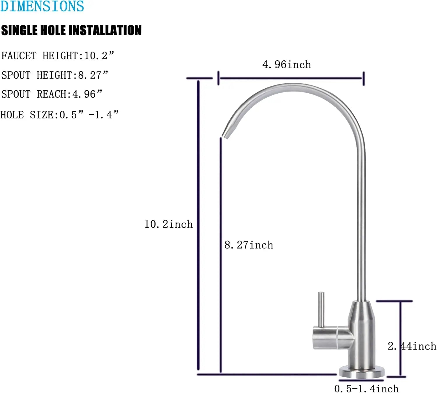 Reverse Osmosis RO Undersink Drinking Water Filter Tap Faucet 1/4" Chrome Mixer