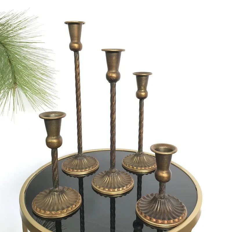 Single Headed Metal Candlestick Romantic Wedding Decorations Iron Art Candle Holders Living Room Candlelight Dinner Decoration