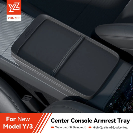 YZ For Tesla Model 3 Y Highland Juniper 2025 Center Console Trays Drink Food Table Desk Plate Car Armrest Storage Box Organizer