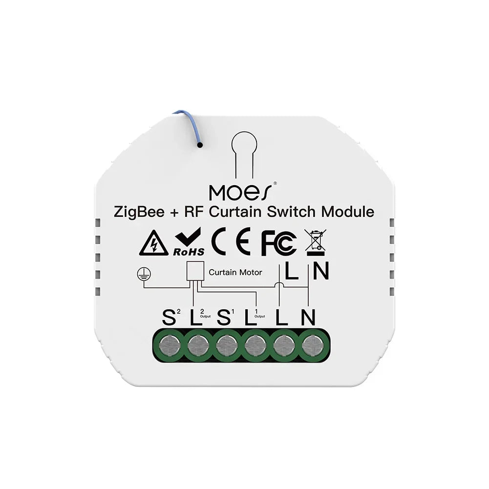 MoesHouse DIY ZigBee Smart RF433 Curtain Switch Module  for Motorized Roller Blinds Motor 2MQTT Smart Life APP Alexa Google Home