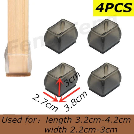 6 Size 4pcs black anti slip chair cover leg caps rubber floor feet protector pads furniture chaises sofa chaises legs fittings