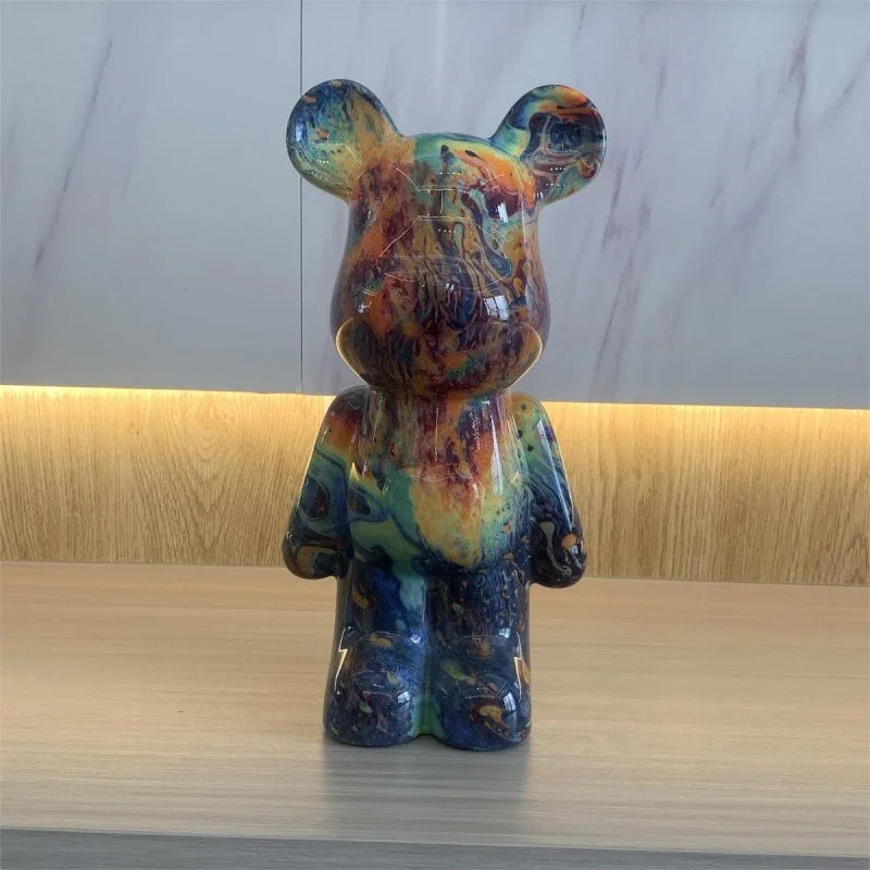 28cm Building Block Bear Statue DIY Creative Animal Sculpture Art Decor Unique Gift for Collectors  Kids Cool Desk Display Model