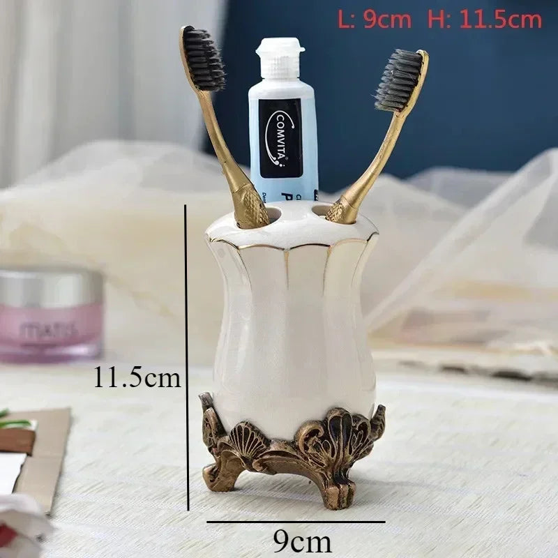 1 pc Ceramics White Lotion Bottle European Style Gargle Cup Soap Holder Toothbrush Holder Home Bathroom Accessories Supplies
