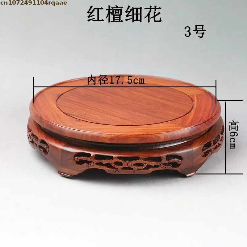 High Quality Miniature Wooden Round Base Figurines Vase Flower Pot Sorting Table Display Stand Tea Sets Pedestal Plant Shelves