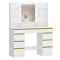 Dressing Table with 10 LED Light Balls,3 Colors,Adjustable Brightness,Large HD Mirror,1 Large Drawer and 8 Small Drawer Cabinets