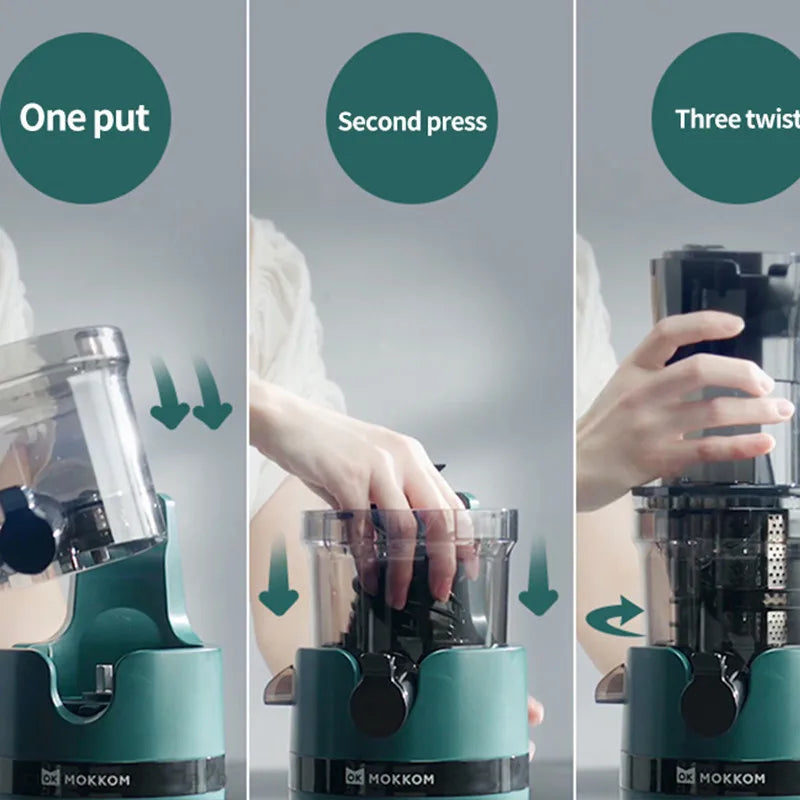 Large Caliber Slow Juicer Screw Cold Press Extractor Slag Juice Separation Filter-Free Easy Wash Electric Fruit Juicer Machine