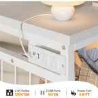 49.2" W White Dresser for Bedroom with Hanging Rack, 6 Drawers Dresser with LED Lights & Charging Station, Fabric Dressers
