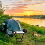 19 Inch Folding Camp Side Table Adjustable Height Lightweight Portable Plastic Outdoor Indoor Compact Stowable Easy Clean