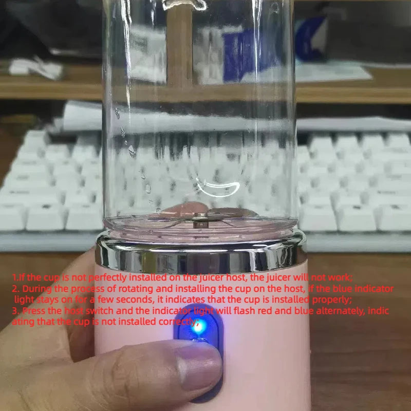 HOMEFISH 2PCS Juice Extractor Juice Cup Portable Rechargeable Small Juice Cup Home and Outdoor Multifunctional Juice Mixing