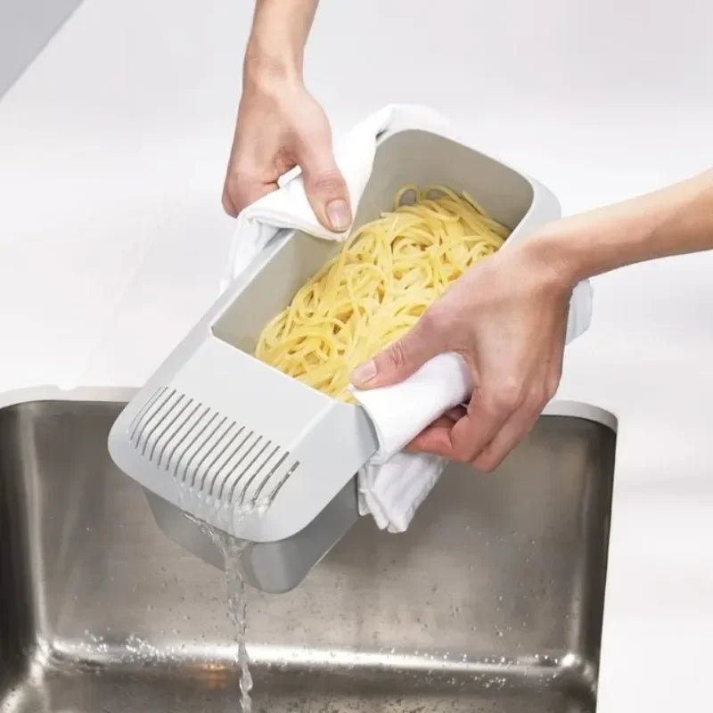 New Kitchen Storage Box, Drainage Storage Basket, Plastic Pasta Box, Washing and Cooking Dual-use Box, Microwave Heating LIJIAO