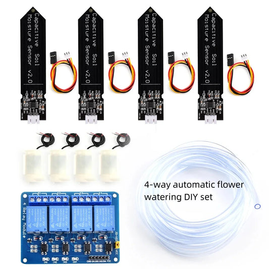 4-Way Automatic Flower Watering DIY Set 4-Way Relay Automatic Watering Garden Flowers Automatic Watering Device