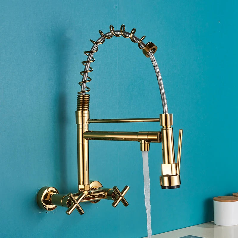 Kitchen Sink Faucet Embedded Concealed Mixer Faucets Hot&Cold Kitchen Sink Mixer Taps Two Mode Tap Dual Handles Pull Down Cranes