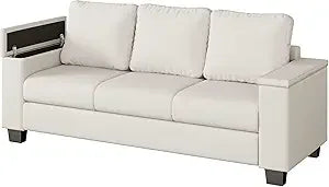 Living Room Couch with Storage, Wide Armrests, 80 Chenille Fabric, 3 Seater Sofa, Deep Seating, Skin-Friendly, Easy Assembly
