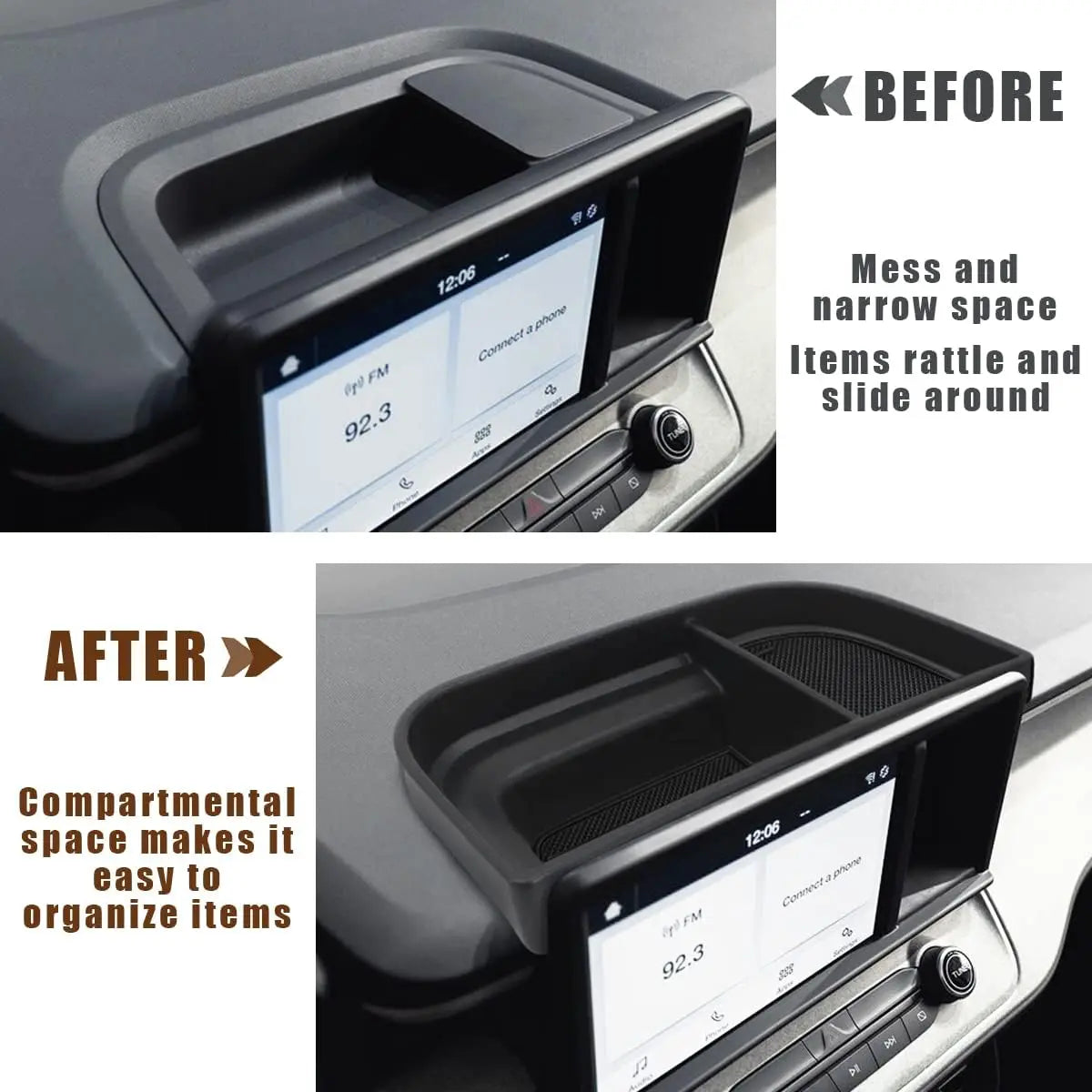 Dashboard Storage Tray Compatible with Ford Maverick 2024 2022-2023 Maverick & Hybrid XL XLT Lariat Accessories (Black)