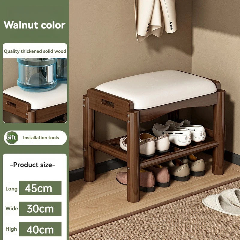 Shoe changing stool, home entrance shoe rack, can sit, in door shoe stool, solid wood shoe cabinet, living room entrance storage