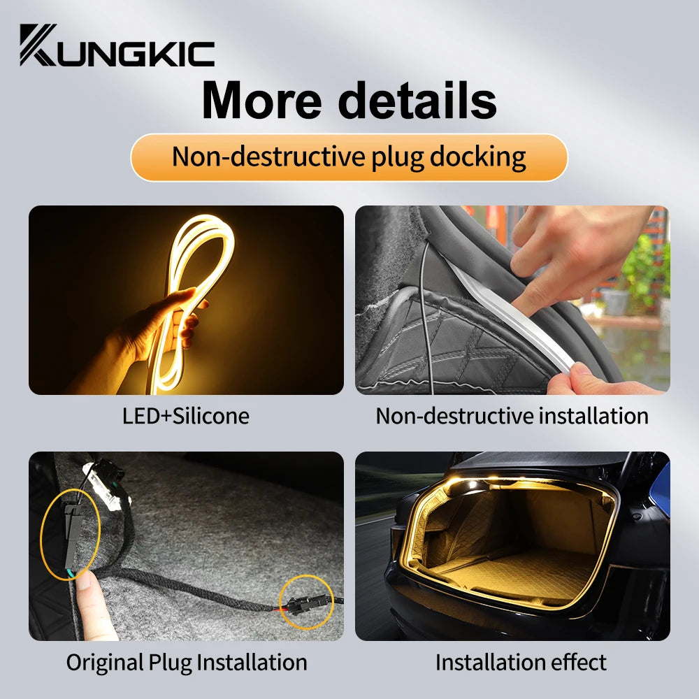 For Tesla Model 3 Highland 2024 2025 Upgrade 12V Trunk Brighten LED Strip Waterproof Flexible DIY Rear Trunk Silicone Light