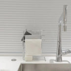 Stainless Steel Kitchen Towel Rack with Soap Dish,3-Bar Dish Cloth Hanger with Drain Tray,No-Drill Countertop Organizer for Sink