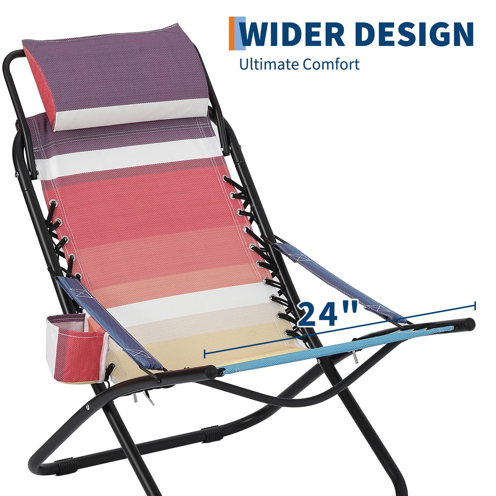 Beach Chair with Flip Headrest, Durable Textilene Fabric and Sturdy Iron Pipe Frame for Comfort and Outdoor Relaxation