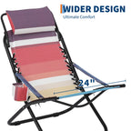 Beach Chair with Flip Headrest, Durable Textilene Fabric and Sturdy Iron Pipe Frame for Comfort and Outdoor Relaxation