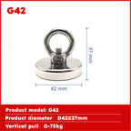 Super Strong Neodymium Fishing Magnet Hook N52 Heavy Duty Rare Earth Magnet With Countersunk Hole Eyebolt 16-90mm Salvage Magnet