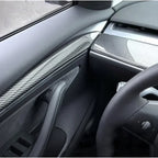 Car Door Side Trim Dashboard Cover For Tesla Model 3 Y Carbon Fiber Pattern Front Interior Dashboard Central Control Trim Strip