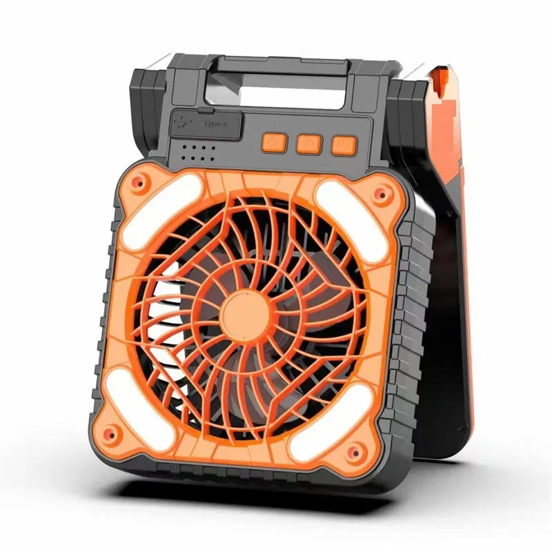 Portable Solar Powered Camping Fan With LED Lantern 10000mAh Battery C