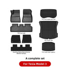 YZ For Tesla Floor Mats Model 3 Y 2021-2024 Car Four Seasons Waterproof Non-slip Floor Mat NEW  TPE Special Car Accessories