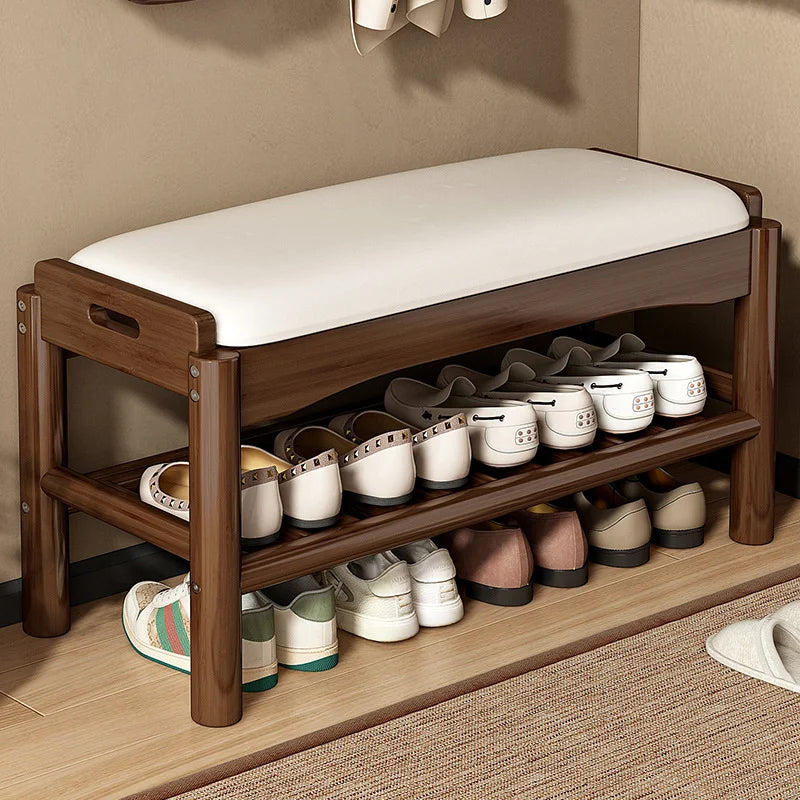 Shoe changing stool, home entrance shoe rack, can sit, in door shoe stool, solid wood shoe cabinet, living room entrance storage