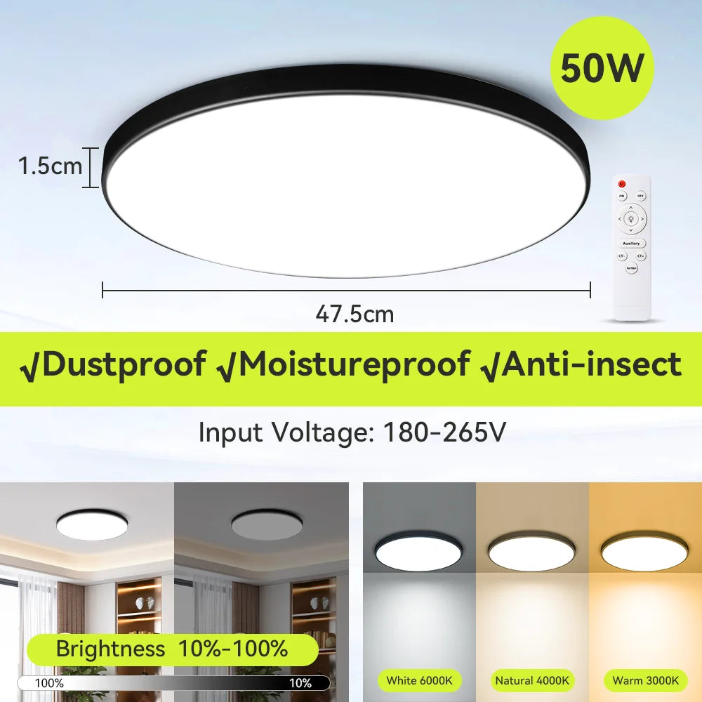 Smart LED Ceiling Light with Remote Control