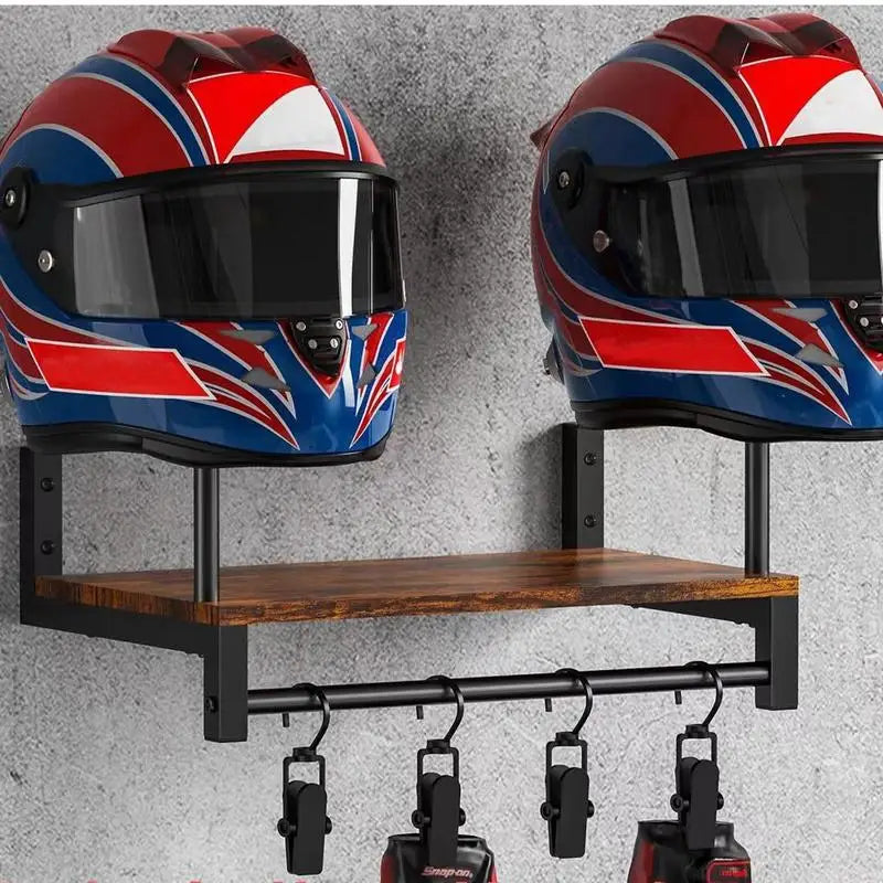 Motorcycle Hat Holder Wall Hanger Hat Rack Safety Hat Hanger Display Stand Hat Organizer With 4 Clips Wooden Storage Rack For