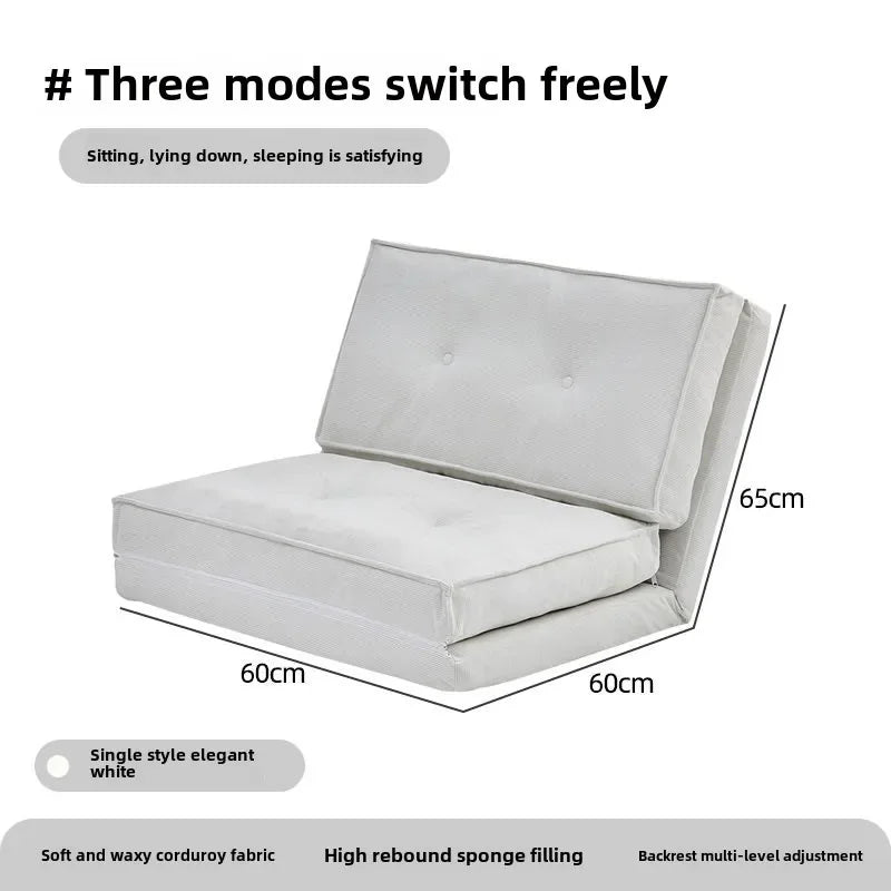 Leisure Corduroy Folding Lazy Sofa Living Room Single Sofa Small-sized Household Cream Style Reclining Foldable Sofa Bed New