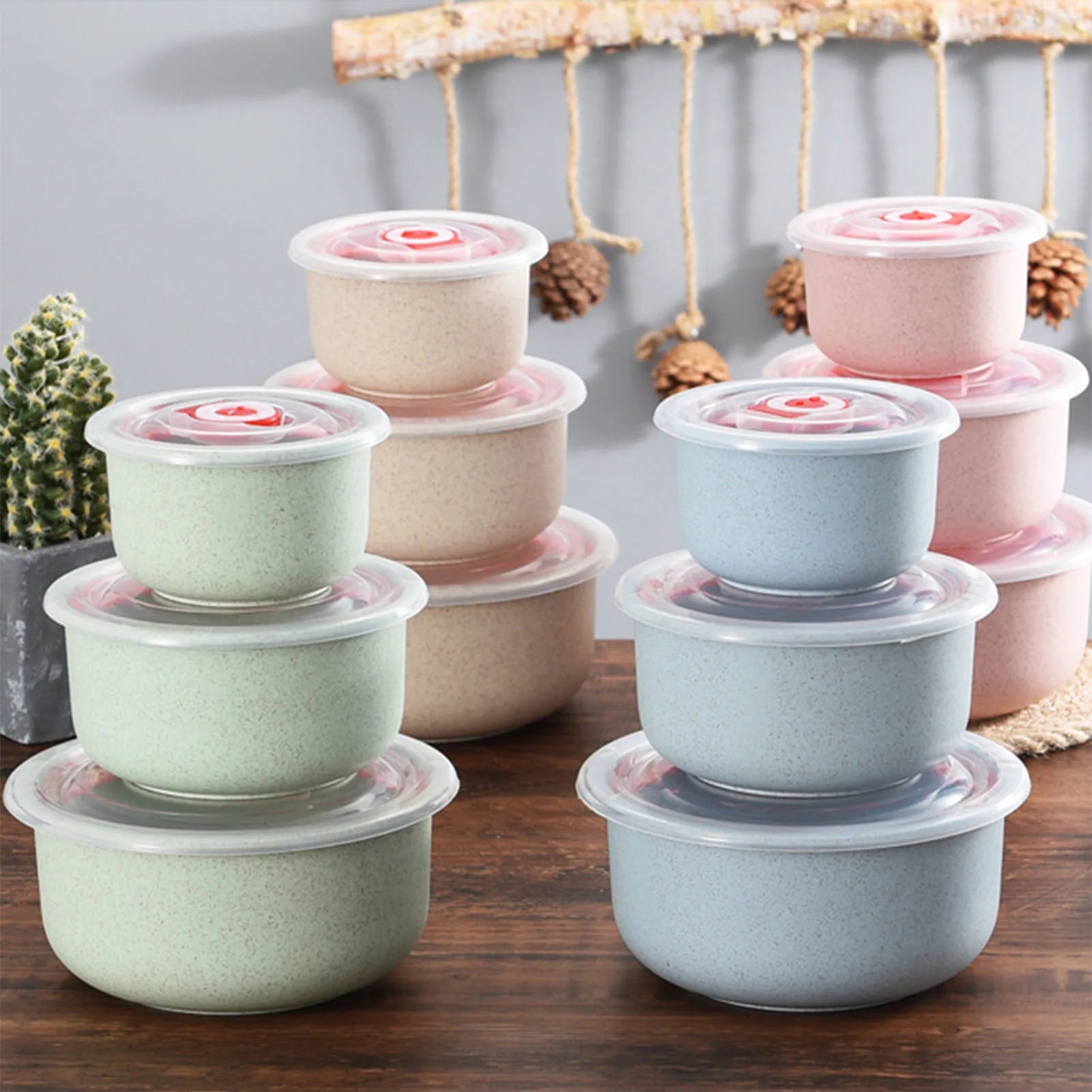 2sets  3pcs/set Food Storage Containers Bento Box with Lid Microwave Storage Containers for Kitchen Storage Meal Pre
