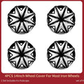 Universal 14 inch Starfish Hubcaps Black & Silver Wheel Covers for Cars Set of 4 Fits Honda, Volkswagen, Chevy, Mazda, Dodge