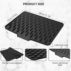 Kitchen Anti-Slip Silicone Drain Mat, Dish Rack, 15.75inch X 12.6inch, Built-in Water Draining Design, Heat  and Easy to Clean