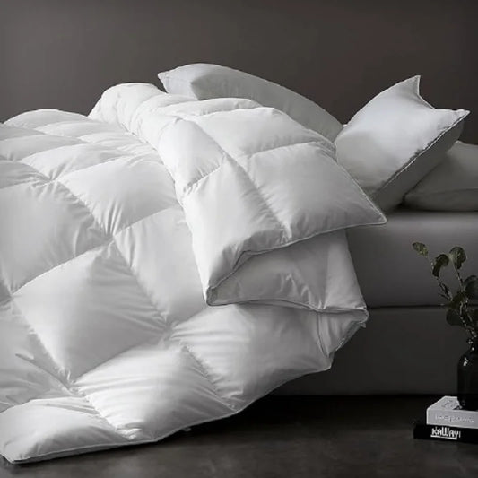 downluxe Luxurious Down Fiber Comforter with Premium Fabric, All Seasons Medium Warmth Duvet Insert King, Hotel Collection Down