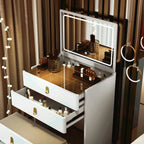Italian Solid Wood Dresser for Model Room Simple Small Flip Mirror Dressers Light Luxury Household Dressing Table for Bedroom