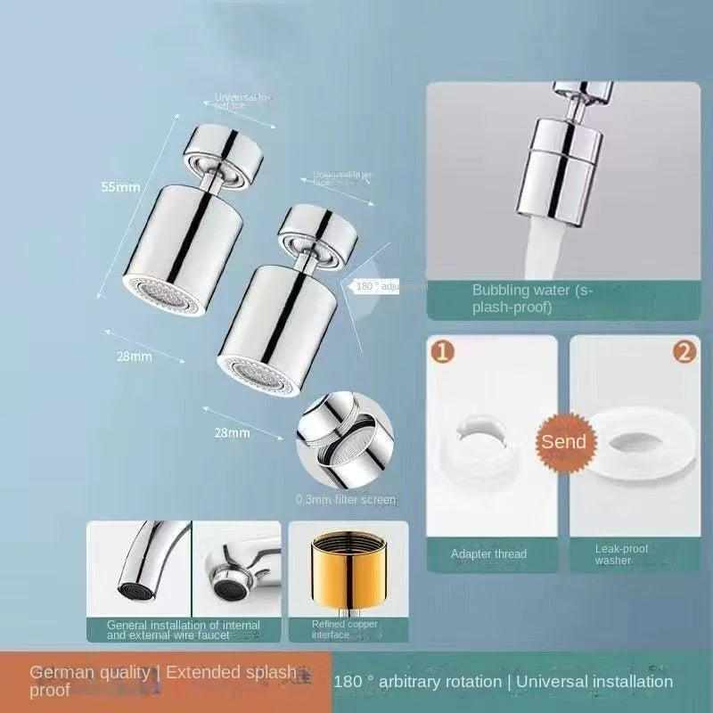 Kitchen kitchen basin pool all copper faucet universal anti-splash head universal joint can rotate shower bubbler