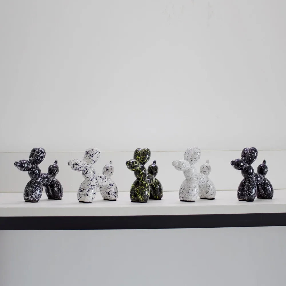 2025 Balloon Dog Home Decor Animals Figurine Ceramic Cute Statue Art Sculpture Craftwork Black With Line Boy Room Decoration