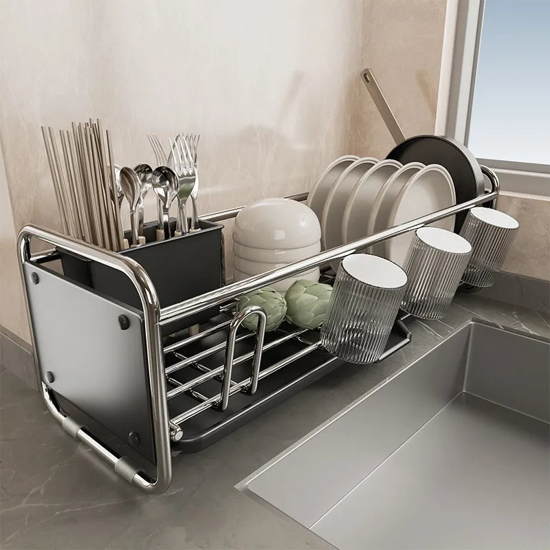 Kitchen Sink Side Dish Rack, Multifunctional Drainage Holder for Bowls Plates Cups Chopsticks, Storage Organizer,for Kitchen Use