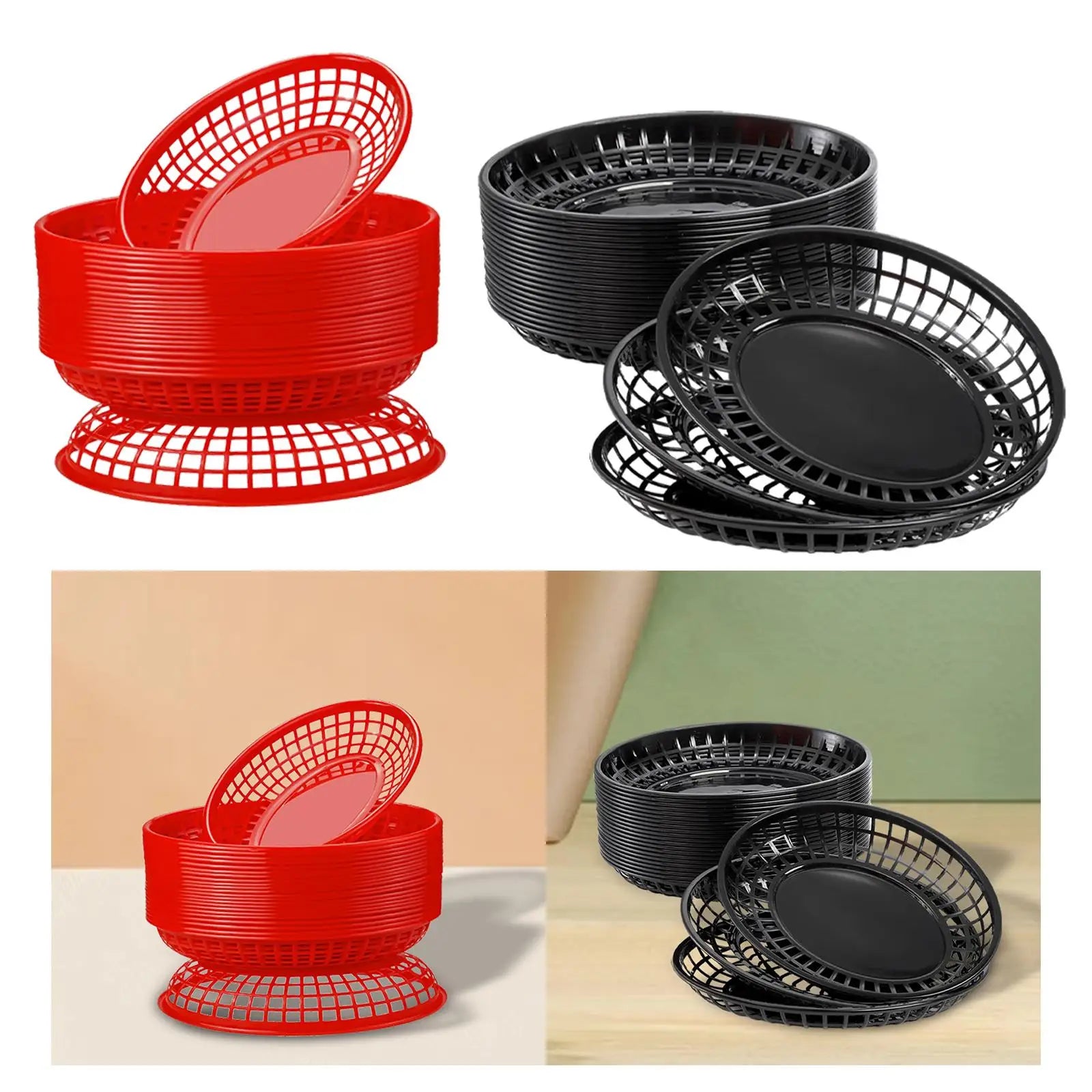 24 Pieces Fast Food Baskets Retro Deli Baskets Bread Fry Baskets Serving Tray Platters for Arts Kitchen Office Party Burgers