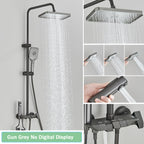 Rozin Black Smart Digital Display Shower Faucet Set Piano Style Rainlfall Bathroom System Grey Digital Mixer Tap Bidet Shower
