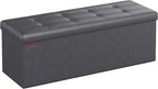 SONGMICS Storage Ottoman, Foldable Small Ottoman Foot Rest, Cube Ottoman with Storage, for Living Room, Bedroom, Entryway