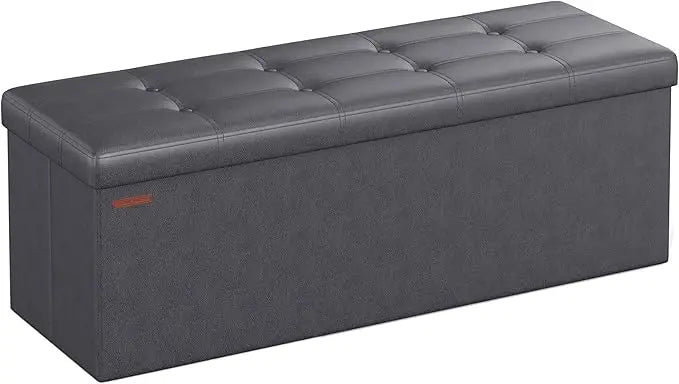SONGMICS Storage Ottoman, Foldable Small Ottoman Foot Rest, Cube Ottoman with Storage, for Living Room, Bedroom, Entryway