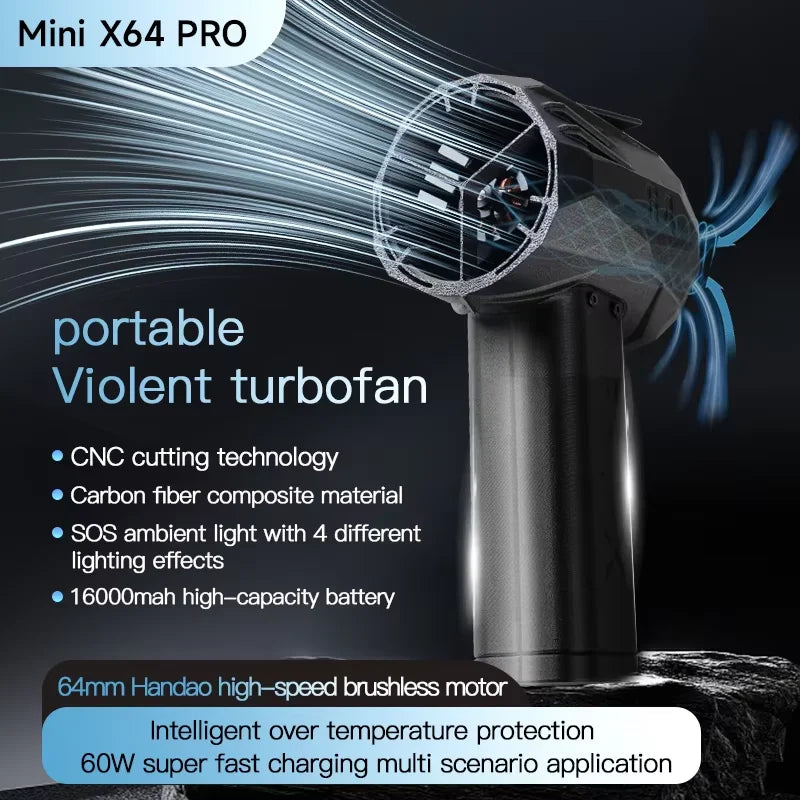 Car Violent Blower Mini Turbo Jet Fan Brushless Motor Powerful Instantaneous Thrust 1.5kg 1000W Wind Speed 350km/h Blower Dryer
