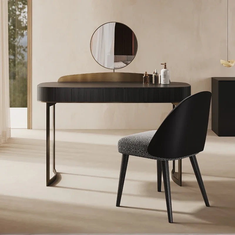 Large Chair Mirror Vanity Table Wood Storage Black Set Drawers Bedroom Dressers Makeup Desk Girl Stool Penteadeira Furniture