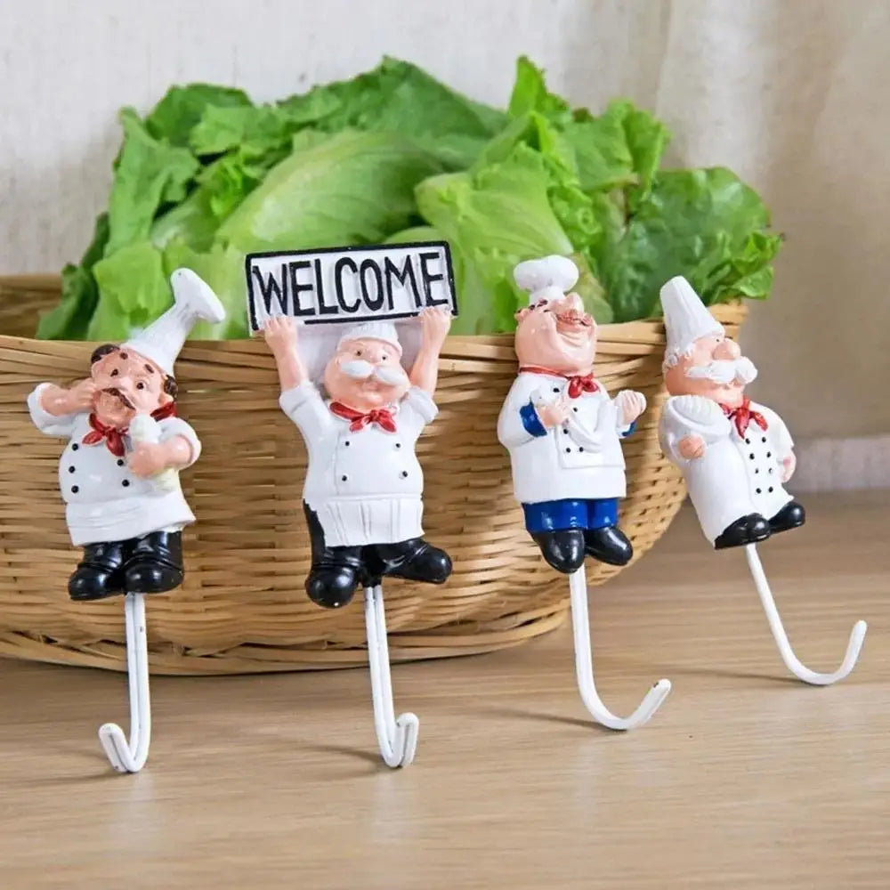 Kitchen Creative Chef Cartoon Storage Rack Hooks Wall Hanger Kitchen Hooks For Utensils Suitable Household Bedroom Door Hook