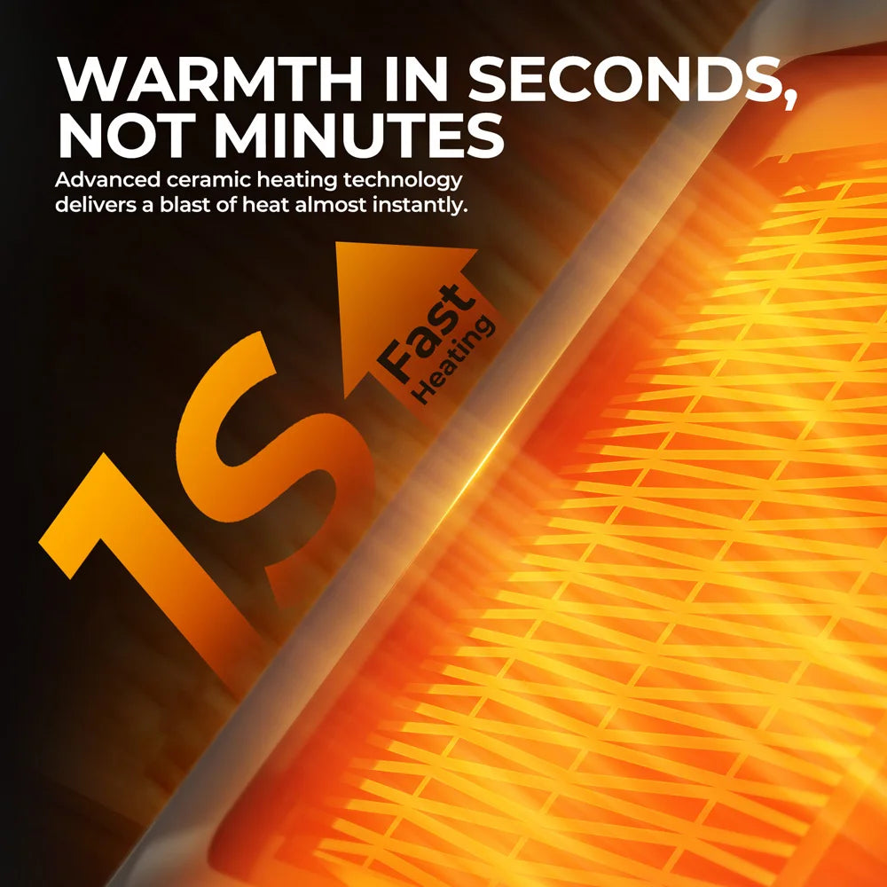 Portable Desktop Electric Space Heater, 80°Oscillating, 1200W PTC Ceramic Heater Fan for Bedroom, Office, Indoor Heating, Black