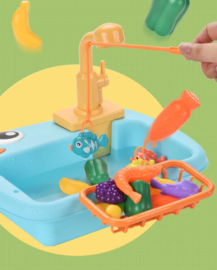 Kitchen Toy Plastic Dish Wash Sink Set Children Simulation Pretend Role Play Housework Kit Early Educational Toys for Boys Girls