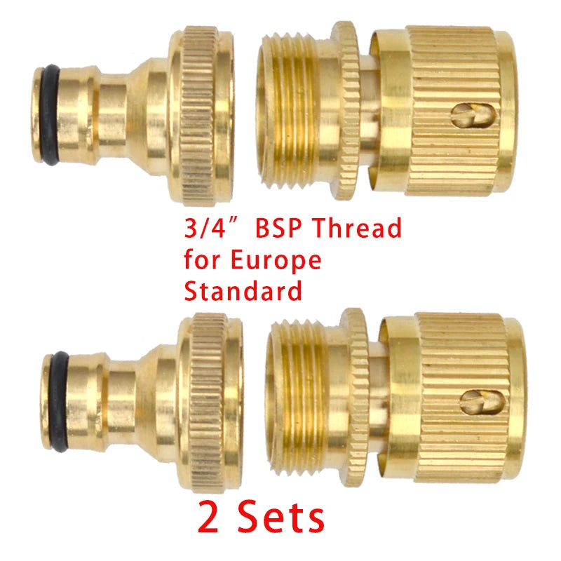 Heavy Duty Brass 1-2-4 way Splitter Garden Hose Hexagonal Connector with Comfortable Grip Shut Off Valves Adapter for Water Tap