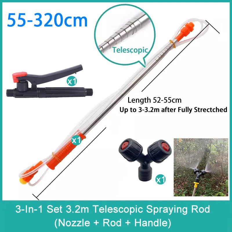New Retractable 2.2/3.2m Spraying Rod For Hand Pressure Sprayer Outdoor Garden Pesticide Spray Tree Watering Can Accessories